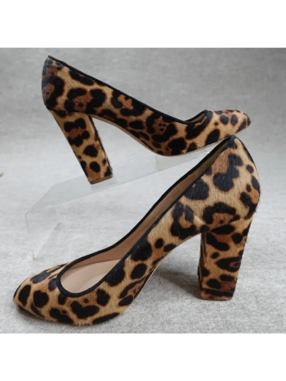 J.Crew Collection Womens Heels 8 Black Cheetah Print Hair On Hide Italy Etta
